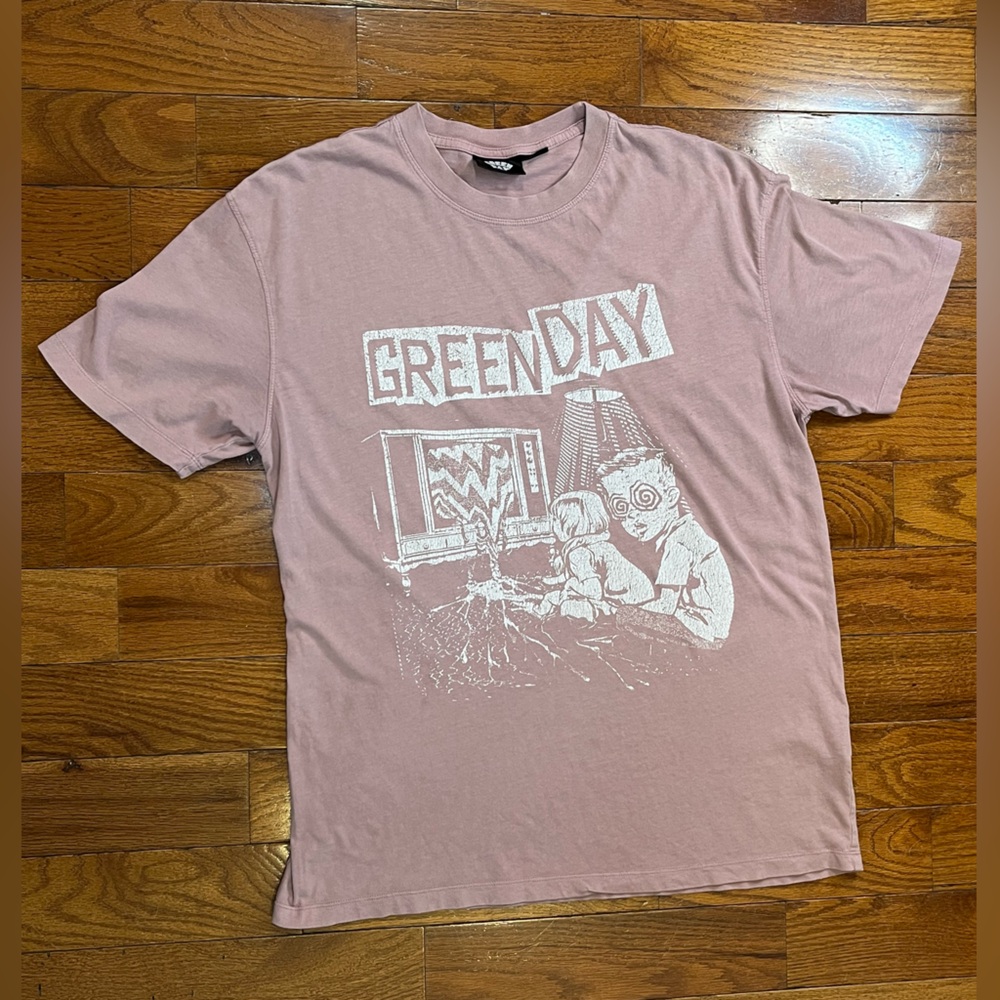 Cotton On Green Day Graphic Tee Loose Fit Pink Medium 100% Cotton Band Shirt
